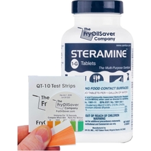 Tablet Sanitizer Steramine, Tablet Sanitizing Serbaguna untuk Permukaan Sentuhan Makanan, Bekalan Pembersihan Dapur & Restoran dengan Kit Ujian 1x 15 Jalur Ujian QT-10 oleh Tablet FryOilSaver Co.150