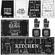 10 Pcs Farmhouse Kitchen Decor Sets 4 Kitchen Dish Towels 2 Vintage Pot Holders 2 Oven Mitts Glove 2 Rustic Non Slip Rugs and Mats for Floor Home Decorations Accessories Mom Gifts