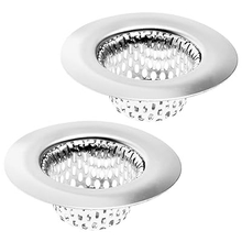 2 Pack - 2.125" Top / 1" Basket- Sink Strainer Bathroom Sink, Utility, Slop, Laundry, RV and Lavatory Sink Drain Strainer Hair Catcher. 1/16" Holes. Stainless Steel