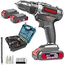 20V Brushless Cordless Power Drill with 2x 2.0Ah Battery and Charger 531 in.lbs- 3/8 inch Chuck Brushless Impact Driver, LED Work light Hammer Drills