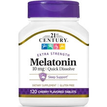 21st Century, Melatonin Quick Dissolve Tablets 10 mg, White, Cherry, 120 Count