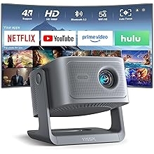 【2200ANSI &amp; Officially-Licensed APP】Smart 4K Projector with WiFi and Bluetooth, VISSPL 3D Dolby Audio and Auto Focus Portable Outdoor Projector, Movie Home Theater Proyector with 360&deg; Adjustable Stand