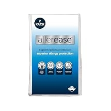 AllerEase Allergy Pillow Protector, Standard/Queen - 2 Pack | Zippered closure; soft fabric; helps block pet dander; helps keep pillow fresh and clean; machine washable