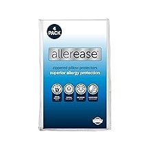 AllerEase Allergy Pillow Protector, Standard/Queen - 4 Pack | Zippered closure; soft fabric; helps block pet dander; helps keep pillow fresh and clean; machine washable