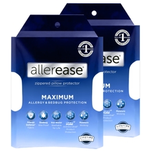 AllerEase Maximum Pillow Cover Protector, Standard/Queen - Zippered, and Bedbug Barrier 2 Count