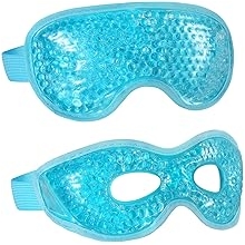 2PCS Gel Eye Mask Reusable Cold Therapy Gel Bead Eye Mask for Puffiness/Dark Circles/Eye Bags/Dry Eyes/Headaches/Migraines/Stress Relief (Blue)