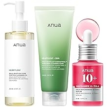 Anua 3-Step Glass Skin Beginner Set, Oil Cleanser and Face Wash with Facial Serum, Double Cleansing Daily Routine with Niacinamide, Korean Skin Care Set