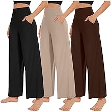3 Pack Women's Wide Leg Pants with Pockets High Waist Loose Sweatpants Casual Lounge Yoga Workout Palazzo