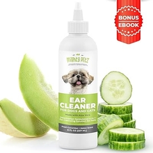 4-in-1 Dog Ear Cleaner &ndash; Vet Formulated Cleansing Solution + Aloe Vera for Removing Wax, Debris &amp; Odor in Pets. Supports Infection Prone Ears &amp; Reduces Head Shaking. Fresh Cucumber and Melon, 8 oz