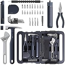 HOTO 40-Piece Tool Kit, Household Essentials Tool Set w/Smart Electric Screwdriver (LED, 3 Torque) + 14 Tools &amp; 26 Accessories | Pro-Grade Compact Organizer for Home, Dorm Repairs, DIY