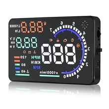 Arestech 5.5 inches A8 OBD2 Windshield HUD Head Up Display with Display RPM MPH Speeding Warning Fuel Consumption Temperature
