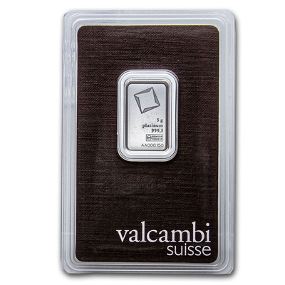 5 gram Platinum Bar - Valcambi In Assay