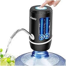 Water Pump for 5 Gallon Bottle, USB Charging Automatic Water Dispenser with Rechargeable Battery, Portable Electric Drinking Water Jug Pump for Home, Kitchen, Living Room, Office, Camping - Black