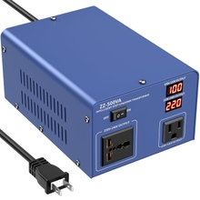 หม้อแปลงไฟฟ้า 500 VA, 100 V, 220 V, หม้อแปลงไฟฟ้าขึ้น, หม้อแปลงไฟฟ้าลง, 100 V - 120 V, 220 V - 240 V, ประเภทบั๊ก/บูสต์, ตัวแปลงแหล่งจ่ายไฟฟรี, มีปลั๊ก 2 ตัว