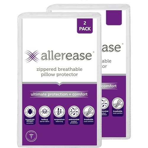 AllerEase Ultimate Pillow Protector, King 2 Pack & AllerEase Ultimate Pillow Protector - Standard/Queen, 4 Pack