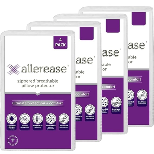 AllerEase Ultimate Pillow Protector, King 2 Pack & AllerEase Ultimate Pillow Protector - Standard/Queen, 4 Pack
