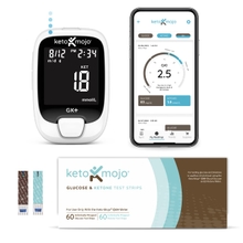 KETO-MOJO GK Glucose &amp; Ketone Testing Kit  Test Strip COMBO Pack &amp; Free APP for Ketosis &amp; Metabolic Management Includes: 70 Glucose  70 Ketone Strips 140ct