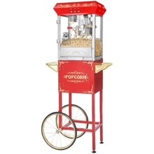 Popcorn Machine with Cart - Carnival 8oz Popper with Stainless-Steel Kettle, Heated Warming Tray, and Old Maids Drawer by Great Northern Popcorn Red