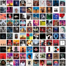 A ART&middot;ZONE 100 Pcs 5x5 Inch Collage Kit for Rooms - Album Cover, Music, Rapper and Band Posters for Bedroom Walls