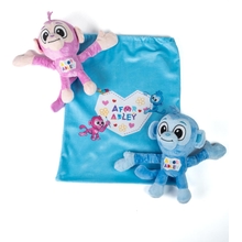 A FOR ADLEY Official Merch Monkey Buddies, A Pink and Blue Monkey Ready to Be Your Favorite Stuffed Animal Friend.  with Carrying Bag
