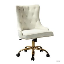 Adelina Ivory Height Adjustable Swivel Tufted Armless Task Chair with Nailhead Trim and Metal Base