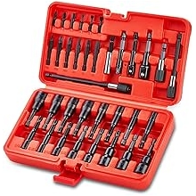 35PCS Magnetic Nut Driver Set, Nut Driver Set for Impact Drill, 1/4" Quick-Change Hex Shank | SAE & Metric | Cr-V Steel, Magnetic Screwdriver Bit W/Drill Bit Extension & Drill Bit Adapter