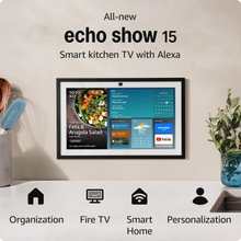 All-new Amazon Echo Show 15 | A stunning HD 15.6 smart kitchen TV for home organization with Alexa