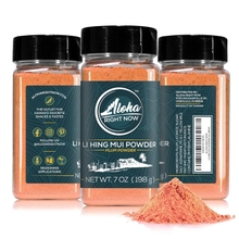 Aloha Right Now Authentic Li Hing Mui Powder 7 oz Shaker for flavoring fruits, candy, cocktail drinks - Sweet, Sour &amp; Salted Dried Plum Powder - Asian Hawaiian Snacks