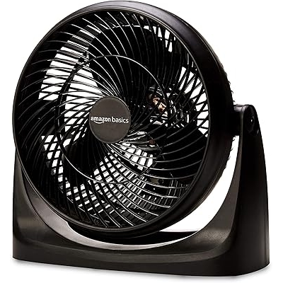 Amazon Basics Air Circulator Fan, Desk Fan for Bedroom, Home and Office, With 90-Degree Tilt Head, 3 Speed Settings, Lightweight 4.2 LBS, 70 Watts, Black, 14.8Wx7.6Dx14.1H