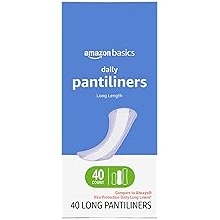 Amazon Basics Daily Pantiliner, Long Length, Pads for Women, Unscented, 40 Count (Previously Solimo)