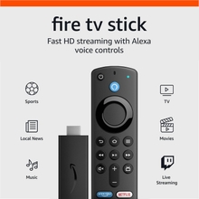 Amazon Fire TV Stick, HD, sharp picture quality, fast streaming, free &amp; live TV, Alexa Voice Remote with TV controls