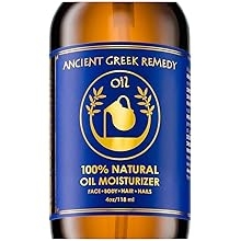 Ancient Greek Remedy Body Oil - Organic After Shower Face Oil &amp; Body Moisturizer for Dry Skin - Almond, Jojoba, Olive, Lavender, Vitamin E Oils - Natural Clean Facial Skincare for Women &amp; Men 4 oz