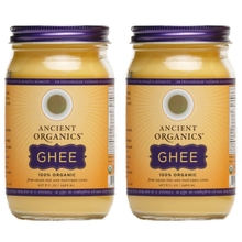 Ancient Organics Ghee, Organic Grass Fed Ghee Butter - Gluten Free Ghee, Clarified Butter, Vitamins &amp; Omegas, Lactose Free, 100% Certified Organic, Kosher, USDA Certified - 8 Fl Oz (Pack of 2)