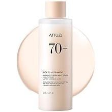 Anua Rice 70 Glow Milky Toner, Glass &amp; Dewy Skin, Hydrating &amp; Barrier Care, Rice Water, Niacinamide, Ceramides, All Skin Types, Fragrance-Free, Non Comedogenic, Korean Skincare, 8.45fl.oz