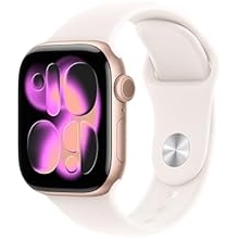 Apple Watch Series 11 [GPS 42mm] Smartwatch with Rose Gold Aluminum Case with Light Blush Sport Band - S/M. Sleep Score, Fi