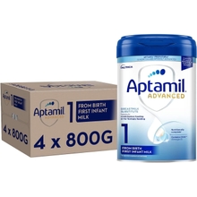 Aptamil Advanced 1 สูตรผงนมทารกแรกตั้งแต่แรกเกิด, 800 กรัมแพ็ค 4