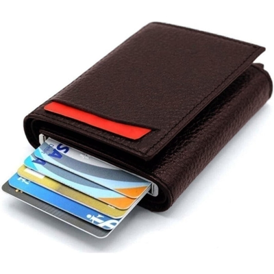 Aquablue Money Split Wallet with Automatic Mechanism Brown