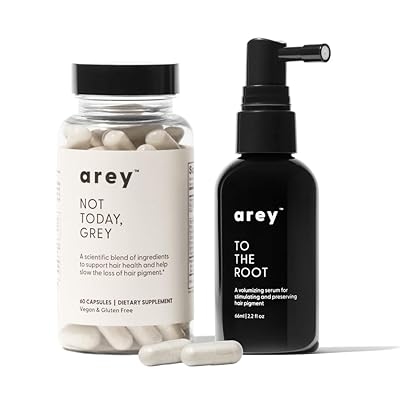 Arey The System Daily Hair Serum and Supplement Treatment for Women & Men | Slows Grey Hair Growth in 3-6 Months | Promote Thicker, Fuller Regrowth | Biotin, B  D Vitamins 1 Month Supply