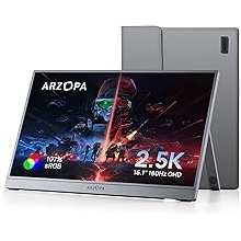 ARZOPA 16.1 180Hz 2.5K Portable Monitor, 2560x1440 QHD 107% sRGB Kickstand Portable Gaming Monitor with HDR, Ultra Slim, Eye Care, External Second Screen for Laptop, PC, PS5, Mac, Xbox-Z3FC