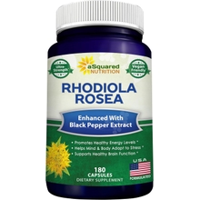 aSquared Nutrition Rhodiola Rosea Max Strength with Black Pepper Supplement - 180 Capsules - Max Absorption Powder Pills - Golden Root Herb for Stress Relief, Mood, Pure Focus &amp; Energy - 500mg Per Cap
