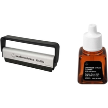 Audio-Technica AT6011a Anti-Static Record Brush &amp; AT607a Cartridge Stylus Cleaner, Brown, 0.33 Fl Oz Pack of 1
