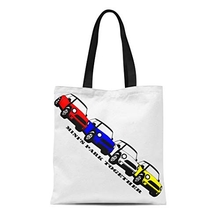 Semtomn Cotton Line Canvas Tote Bag Cooper Minis Park Together Car Auto Reusable Handbag Shoulder Grocery Shopping Bags
