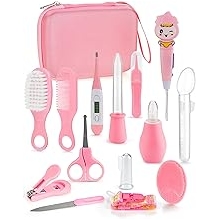 Baby Healthcare and Grooming Kit 15 in 1, Safe Baby Grooming Kit Newborn Girl Boy Essentials, Portable Baby Care Set Nursery Shower Gift for Infant Baby Registry Search, Pink