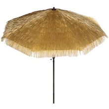 Bayside-21 9 Feet Patio Umbrella Market Outdoor Table Umbrella with Auto Tilt and Crank Tiki Umbrella 9 Cranking Lift Tiki Thatched Hula Outdoor Patio Umbrella Natural color 9ft 8 Ribs