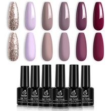 Beetles Gel Nail Polish Kit- 6 Colors&nbsp;Mauve Lilac and Maroon Gel Polish Set Glitter Nail Polish Soak Off Uv LED Gel Nail Kit Nail Art Manicure Salon DIY at Home Gifts for Women Mother