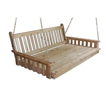 BEST HANGING PORCH SWING BED SWINGBED, 6' Cedar Swinging Daybed For Relaxing Moments, Fun 3 Person Seating For Patio Porches Pergola Furniture, Amish Made Deep Wood Swings, Cushion Not Included