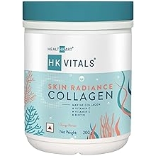 BETT HealthKart HK Vitals Skin Radiance Collagen Supplement, with Biotin, Vitamin C, E, and Sodium Hyaluronate, for Healthy Skin, Hair & Nails, Orange, 200 g
