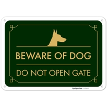Sigo Signs Beware of Dog Do Not Open Gate Sign, 10x7 Inches, Rust Free .040 Aluminum, Fade Resistant, Made in USA by Sigo Signs