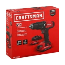 BLACK+DECKER Craftsman CMCD711 20V, 1500 rpm Brushed Cordless Compact Hammer Drill/Driver 1/2
