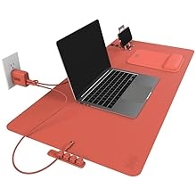 BLACK+DECKER Home Office Kit, 7 PCS Set, Desk Pad, 2-Port PD Charger, Ergonomic Mouse Pad, Phone Stand, Combo Cables, Cable Organizer, Workspace Accessories Perfect for Work-from-Home Coral Rose